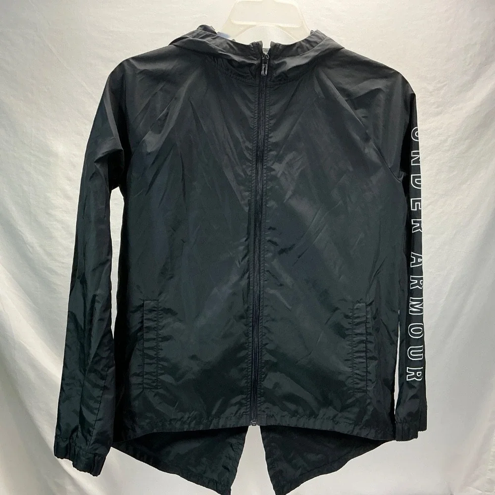 Under Armour Windbreaker Jacket Full‎ Zip Lightweight Running Black Loose S